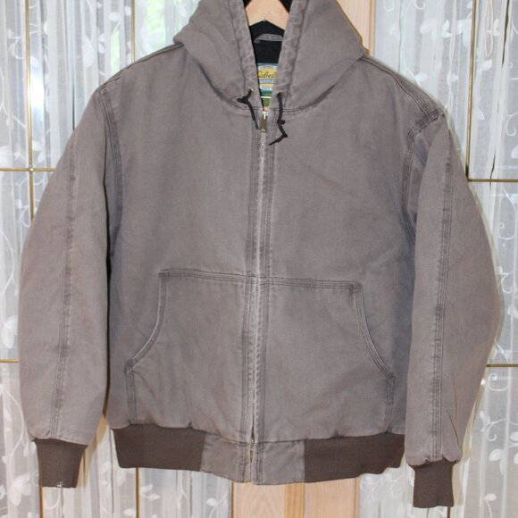 Cabela's men's canvas jacket SZ XL Gray Hooded Insulated
